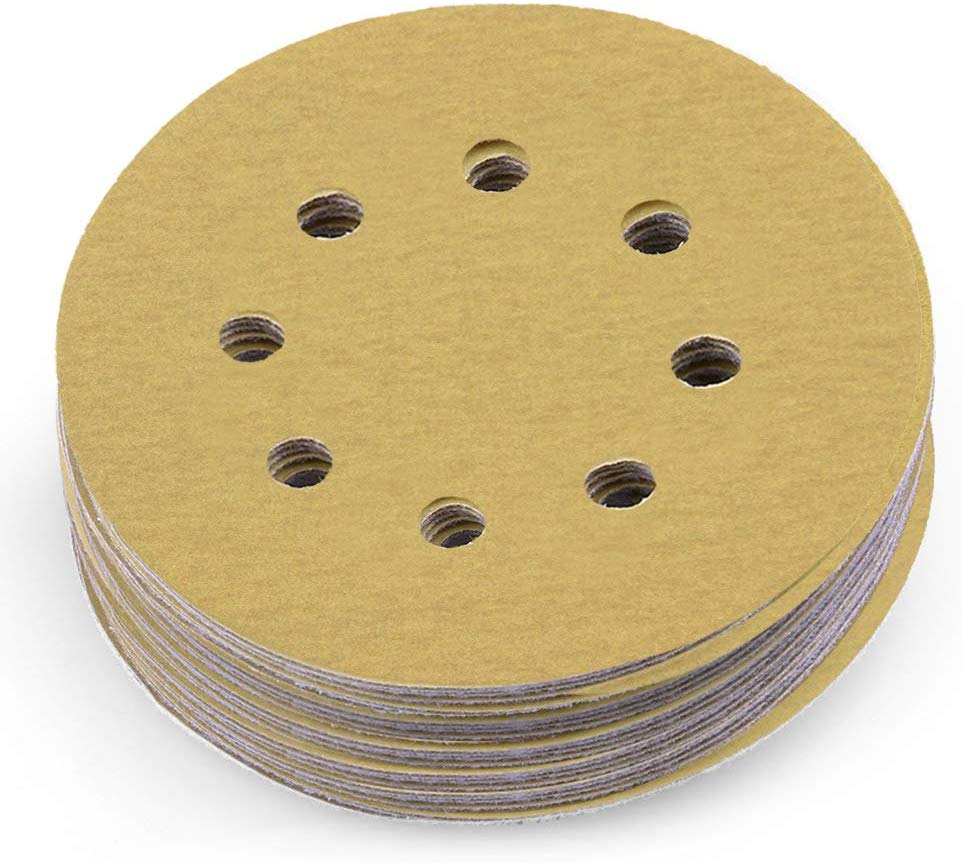 LotFancy 5-Inch 8-Hole 220 Grit Dustless Hook-and-Loop Sanding Disc Sander Paper, Pack of 100